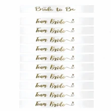 11件套单身派对绶带套装，包括1条白色新娘绶带和10条粉色伴娘绶带，适合单身派对、新娘送礼会、告别单身派对，可用作新娘和伴娘的装饰。 - 白色 - 查看 4