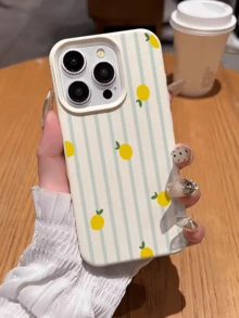 1 pieza Funda de teléfono con patrón de limón a rayas blancas de TPU minimalista y resistente a golpes, compatible con iPhone 17 16 15 14 13 12 11 Pro Max Air Series, regalo de primavera - Multicolor - Ver 3
