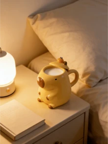 Kapybara keramisk mugg med lock, kreativ tecknad kapybaradesign keramisk kopp, intressant kapybaramugg för hemmabruk - Multifärgad - Visa 5