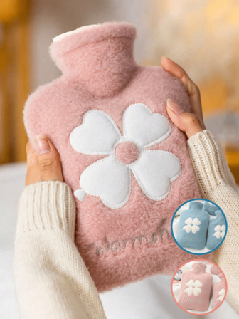 Plush Hot Water Bottle, Double-Layer Removable And Washable Hot Water Bottle, Suitable For Warming Abdomen, Body And Hands, Office Hand And Foot Warmer, Menstrual Pain Relief, Can Be Used As Heating Pad And Hand Warmer, Christmas Gift, Back To School Gift