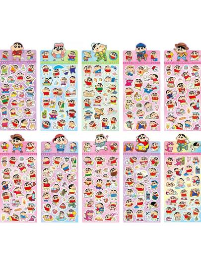 Pegatinas láser de Crayon Shin-Chan, pegatinas de dibujos animados lindas, set de pegatinas decorativas DIY para scrapbooking, set de pegatinas de Crayon Shin-Chan, pegatinas removibles, accesorios de anime de dibujos animados