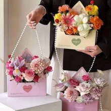 5pcs Love Letter Flower Bouquet Gift Box, Handheld Flower Box, DIY Creative Envelope Viral Floral Folding Gift Box, Fresh Flower Packaging Box - Multicolor - View 6