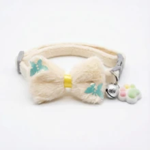 [Non-Removable] Bow Decor Soft Plush Cute Cat Collar With Bell, Dopamine Paw Print Decor, Suitable For Small Dogs And Cats, Adjustable, Safety Buckle, Durable Pet Collar, Gift For Pets - Multicolor - View 12