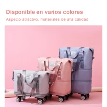Bolsa de Viaje Expandible con Ruedas Desmontables / Gran Capacidad Multifuncional con Separación Seco-Húmedo / Impermeable para Gimnasio Yoga Viajes Fin de Semana - Celeste - Ver 6