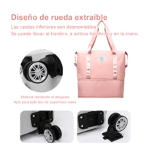 Bolsa de Viaje Expandible con Ruedas Desmontables / Gran Capacidad Multifuncional con Separación Seco-Húmedo / Impermeable para Gimnasio Yoga Viajes Fin de Semana - Celeste - Ver 10