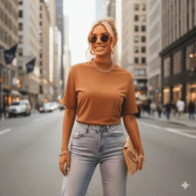 Women's Tshirt Basic T-Shirt Women's Blouse High Neck Oversized Sleeve 100% Premium Cotton National Manufacturer - Mousse Sôcôla - Xem 1