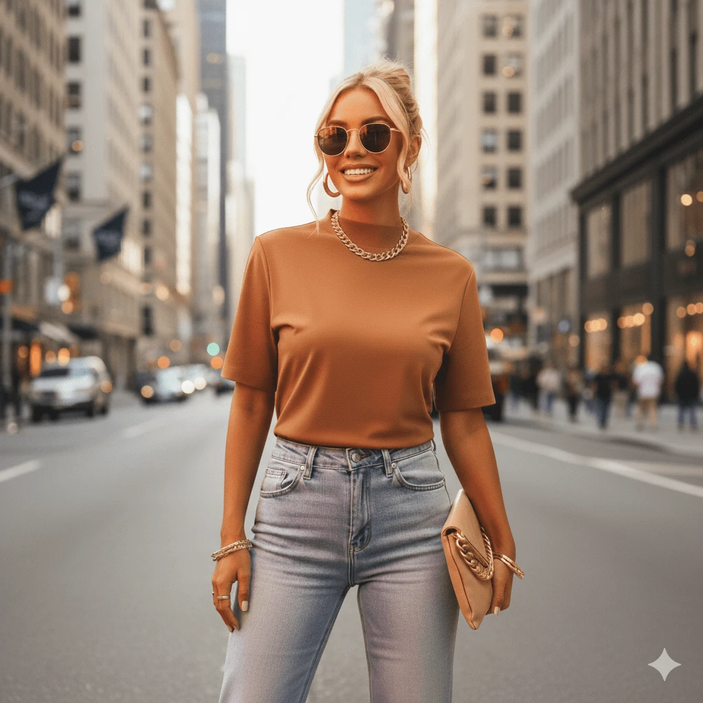 Women's Tshirt Basic T-Shirt Women's Blouse High Neck Oversized Sleeve 100% Premium Cotton National Manufacturer - Mousse Sôcôla - Xem 1