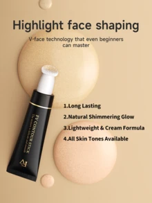 FV Glow Liquid Highlighter-Stardust Pink Gold Champagne Highlighter Long Lasting Creamy Texture Face Illuminator Shaping StickHigh-Shine Finish Long Wear Brightening Non-Caking Glow Highlighter Makeup Brand Beauty Makeup Face Paint Cosmetic For Women Girls Perfect For Winter Ideal For Y2K Fancy Fashion Suitable For Birthday Gift Party Ready Best Color - 02 Pearl Beige - 查看 4