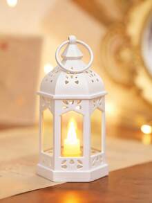 1pc Retro Mini Handheld Decorative Lantern Light With Battery, Indoor Home Decor Lamp, Tabletop Decor, Bedroom Decor, Wall Hanging Night Light, Suitable For Wedding Party Decor, Holiday Lantern Decor - White - View 14