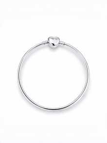 925 Sterling Silver Plated Charm Bracelets With Round Heart Clasp - Silver - View 3