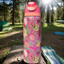 Owal'a  32oz Sports Water Bottle With Leak-Proof Design, Pop-Up Lid, And Carrying Handle For Easy Portability.  Suitable For Car Use And Available In Multiple Colors. Designed For Hydration Enthusiasts, Perfect For Fitness, Running, School, And As A Gift For Halloween, Thanksgiving, Or Christmas. A Stylish New Water Bottle. - Màu Hồng Tươi - Xem 3