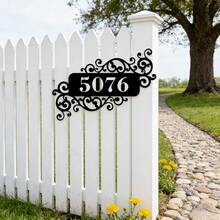 Personalized Metal Address Plaque/Custom House Number Address Sign/Front Door Wall Hanger Signs Metal Sign Outdoor /Housewarming Gifts - Black - View 2