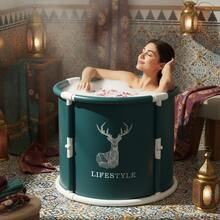 1个便携式可折叠浴缸 - 独立式浸泡浴缸，适合小空间，无异味，易于存放。是旅行和节日礼物的理想选择。