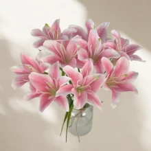 5pcs Artificial Lily Flowers, Multi-Color Options, Suitable For DIY Flower Arrangement, Home Decor, Wedding Party, Bouquet Making, Hotel, Home Wedding Decoration, Handheld Flowers, Photography Props And Other Holiday Decorations - Multicolor - View 8