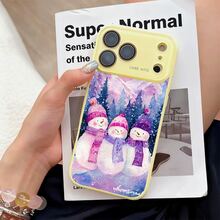 さまざまな色の帽子で飾られた雪だるまのスマホケースは、大きなスマホケースに液体の質感を再現しており、 17/16/15/14/13/12/11/XS/X Pro MAX、Pro、Plusシリーズ用にデザインされています。保護機能があり、指紋がつきにくく、軽量です。 - ピンク - チェックする 2