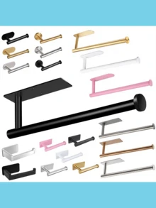 Stainless Steel Kitchen Paper Towel Holder, Wall-Mounted Tissue Roll Dispenser, Cling Film & Paper Towel Storage Rack - Black - View 2