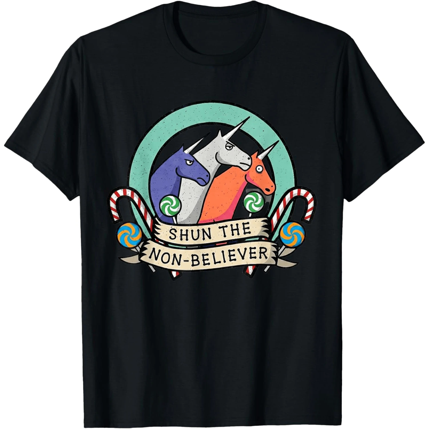 Shun The Non-Believer Funny Unicorn Meme Humor T-Shirt - 黑色5 - 查看 1
