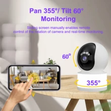 Tuya 3MP 1296P WIFI Smart PTZ Indoor Security Camera With USB Fill Light, Motion Tracking, Two-Way Audio, Full-Color Night Vision, Pet Monitoring, Real-Time Viewing Via Tuya App - White - View 5