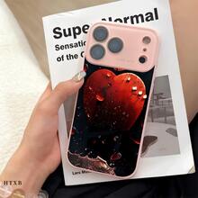 スマホケース -  11から17用に設計された広々としたスマホケース、赤いリンゴのドロップレットが入った液体のような質感を特徴としています。それらはカメラを保護し、指紋を防ぎます。 - ブラック - チェックする 4