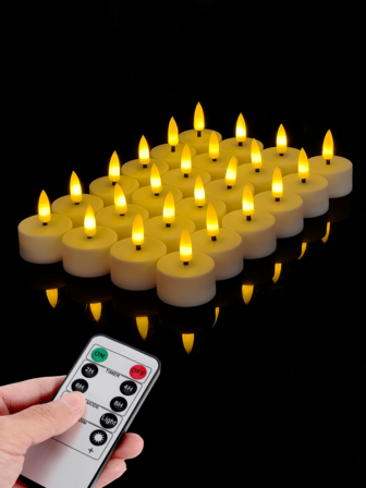 6/12/24pcs LED Tea Light Candles With Remote Control, Flameless Flickering Tea Lights, Battery Operated Candles For Home Decor, Wedding, Party, Dining Table, Yard, Garden, Valentine''s Day, Gift, Candle Warmer, Dinner