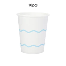 10pcs/50pcs/80pcs Light Blue Party Tableware Set, White & Blue Rimmed, Scalloped Paper Plates, Cups And Napkins, Baby Blue Boy Baby Shower Party Decorations, Includes Baby Blue Scalloped Paper Plates, Napkins And Cups, Suitable For Bridal Shower, Wedding, Birthday, Gender Reveal Party Supplies - Blue - View 9
