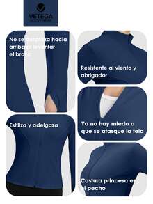 Chaqueta de yoga estilo Y2K con cremallera - Diseño ajustado y mangas largas con abertura para el pulgar - Ballena azul - Ver 5