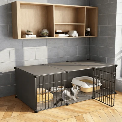 1 Set DIY Modular Cat Cage, Large Free Space Indoor Pet Cat House (Cat Cage Only, Accessories Not Included)