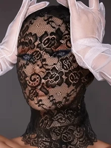 1pc Black & White Lace Elegant Face Mask, Suitable For All Seasons, Suitable For Halloween, Masquerade Ball, Valentine's Day And Other Occasions - A - View 2