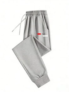 男士纯色简约百搭针织裤，十字印花，时尚有型，适合运动和休闲场合，款式多样，穿着舒适。女士们可以买来送给男友或丈夫，这将是一份很棒的礼物。 - 灰色 - 查看 2