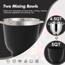 Kitchen In The Box Stand Mixer, 5QT + 4.5QT Two Bowls Electric Food Mixer, 10 Speeds Kitchen Mixer For Daily Use With Egg Whisk,Dough Hook,Flat Beater - 查看 5