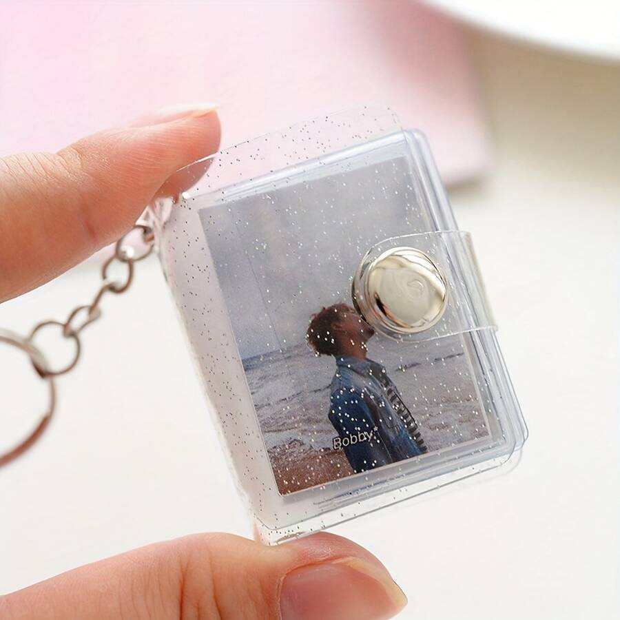 1pc Creative Minimalist Mini Gift DIY Photo Keychain, Cute Celebrity Snapshot Keyring For Couples - Multicolor - View 1