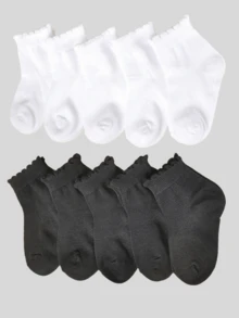 5 Pairs Kids Lightweight Breathable Solid Color Running Sports Ankle Socks - White - View 9