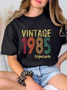 Camiseta De Piezas Originales De 1985, Camisa Vintage De 1985, Camisa De Regalo De Cumpleaños 40th, Camisa Vintage De 1985, Camisa De Regalo Retro De 1985, Camisa De Regalo De Piezas Originales 40th Camiseta - Negro - Ver 2