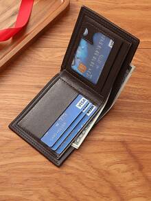 Customized Men's Wallet, PU Leather Solid Color Large Capacity Multi-Pocket Portable Foldable Coin Purse Card Holder, Business Gift, Travel Wallet - Multicolor - View 5