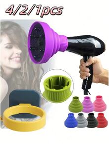 1/2 Stücke universeller Silikon Haartrockner Diffusor, einstellbare Temperatur, hitzebeständig, geeignet für die meisten Haartrockner, faltbares und tragbares Design, ideal für Zuhause, Salon und Reise-Haarpflege - Verschiedenfarbig - Übersicht 12
