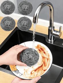 Steel Wool Cleaning Balls, Cleaning Balls, Stainless Steel Cleaning Balls, Steel Wool Pads, Cleaning Brushes, Kitchen Dish Washing Brushes, Steel Wool Balls, Decontamination Cleaning Pot Brushes, Stainless Steel Cleaning Brushes, Wear-Resistant, Stainless Steel Kitchen Cleaning Brushes, Cleaning Brushes, Essential Kitchen Cleaning Items. - Multicolor - View 3