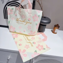 50pcs High-End Clothing Packaging Bags, Women's Shopping Bags, Small Flower Pattern Packaging Bags, Handheld Storage Bags, Reusable Packaging Bags, Thick Waterproof Portable Large Capacity Tote Bags; Outdoor Travel Daily Necessities Storage Bag. Suitable For Holidays, New Year's, Weddings, Parties, Shopping Bags, Birthday Gift Bags, Party Gift Bags ﻿ - Multicolor - View 1