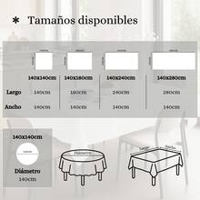 Mantel impermeable liso 6 colores -Repelente de líquidos y suciedad- 5 medidas disponibles: 140x140cm, 140x180cm, 140x240cm, 140x280cm y 140 redondo - Beis - Ver 3