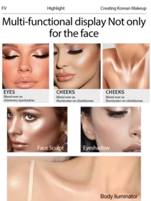 FV Glow Liquid Highlighter-Stardust Pink Gold Champagne Highlighter Long Lasting Creamy Texture Face Illuminator Shaping StickHigh-Shine Finish Long Wear Brightening Non-Caking Glow Highlighter Makeup Brand Beauty Makeup Face Paint Cosmetic For Women Girls Perfect For Winter Ideal For Y2K Fancy Fashion Suitable For Birthday Gift Party Ready Best Color - 02 Pearl Beige - 查看 5