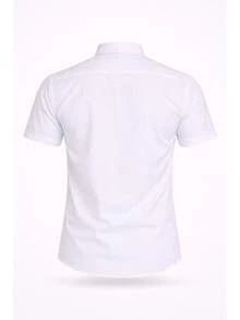 Men's Dress Shirt With Mandarin Collar, Slim Fit, Luxury Short Sleeve, Premium Fabric - White - View 5