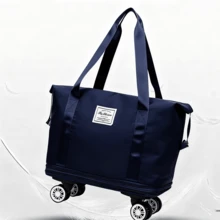 Bolsa de Viaje Expandible con Ruedas Desmontables / Gran Capacidad Multifuncional con Separación Seco-Húmedo / Impermeable para Gimnasio Yoga Viajes Fin de Semana - Azul - Ver 5