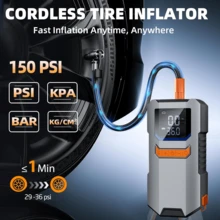 Démarreur de voiture portable avec compresseur d'air, batterie de démarrage, 5000A de crête avec gonfleur de pneus 150 PSI, bloc d'alimentation de batterie de voiture 12V, démarreur de voiture portable, fonction 5 en 1 de démarrage, chargeur de batterie - Multicolore - Voir 4