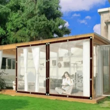 透明温室篷布套装，防水透明篷布，透明遮阳篷，冬季植物覆盖温室薄膜，防尘、防雨、防紫外线带扣眼花园罩，适用于花园、家庭、汽车、露营、DIY遮阳项目 - 透明 - 查看 2