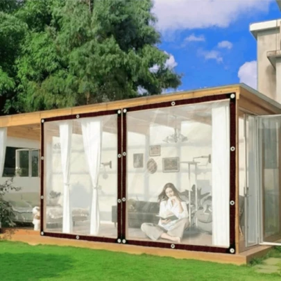 Transparent Greenhouse Tarpaulin Set, Waterproof Clear Tarp, Transparent Sunshade Canopy, Winter Plant Cover Greenhouse Film, Dust-Proof, Rainproof, UV-Resistant Garden Cover With Grommets, Suitable For Garden, Home, Car, Camping, DIY Sunshade Projects