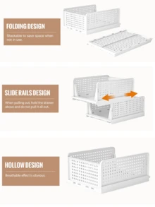 Bộ 1/2/4 giỏ/hộp đựng đồ bằng nhựa gấp gọn, thích hợp cho tủ quần áo, tủ đựng đồ, nhà bếp, phòng tắm, văn phòng. - trắng - Xem 9