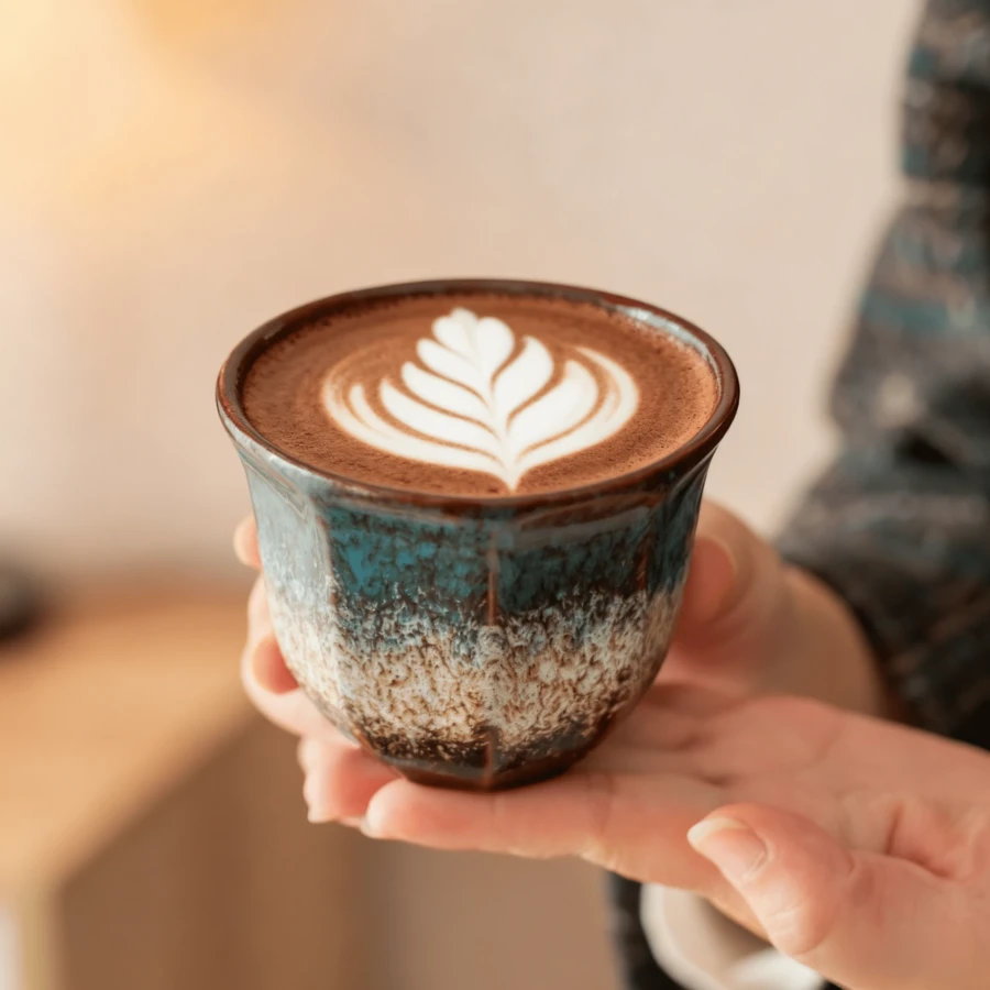 Vintage Reactive Glaze Coffee Cup Set, Octagonal Mugs, Japanese-Style Breakfast Cups, High-Quality Ceramic Tea Cups For Office