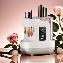 3-In-1 Electric Cosmetic Brush Cleaner, Automatic Cosmetic Brush Cleaner With Cosmetic Brush Dryer, Portable USB Plug And Play, Deep Cleaning, Suitable For All Sizes Of Cosmetic Brush Set, Powder Blusher Brush, Sponge ,Perfect Holiday Gift - White - View 10