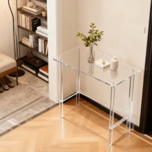 2-Tier Transparent Acrylic Console Table, Modern Narrow Side Table, Unique Minimalist Design, Suitable For Living Room, Hallway, Entryway - Multicolor - View 5