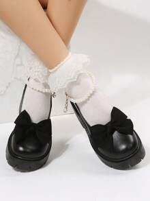 Casual Loafers, Women's Mules,Punk  Preppy    Grommet Eyelet  Bow    Home    Fashionable Platform Women's Flat Shoes, Women's Loafers, Y2K Style Cute School Style Loafers, Platform Loafers, Mary Jane Shoes, Women's Versatile Flat Shoes, Metal Buckle Loafers, Black Patent Leather Pleated Skirts. - 黑色 - 查看 2