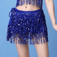 Belly Dance Dancer Costume Sequins Tassel Fringe Hip Scarf Belt Waist Wrap Skirt - Multicolor - View 22